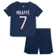Børn Paris Saint-Germain PSG Kylian Mbappé #7 Fodboldtrøjer 2023-24 Hjemmebanesæt