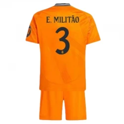 Børn Real Madrid Fodboldsæt 2024-25 HP E.Militao #3 Udebanetrøje