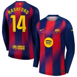 FC Barcelona Marcus Rashford #14 Fodboldtrøjer 2025-26 Hjemmebanetrøje Mænd Lange Ærmer