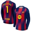 FC Barcelona Ter Stegen #1 Fodboldtrøjer 2025-26 Hjemmebanetrøje Mænd Lange Ærmer